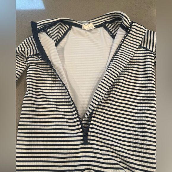 Cotton On Baby Rashgaurd Swimsuit Navy Blue and White Stripes 6-12 months - Picture 5 of 5